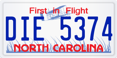 NC license plate DIE5374