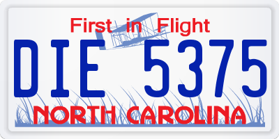 NC license plate DIE5375