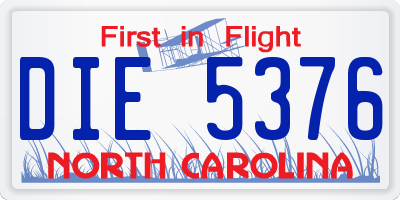 NC license plate DIE5376