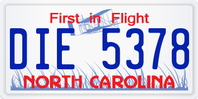 NC license plate DIE5378