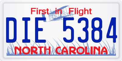 NC license plate DIE5384