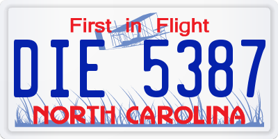 NC license plate DIE5387