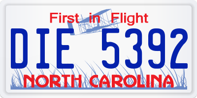 NC license plate DIE5392