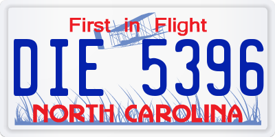 NC license plate DIE5396