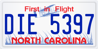 NC license plate DIE5397