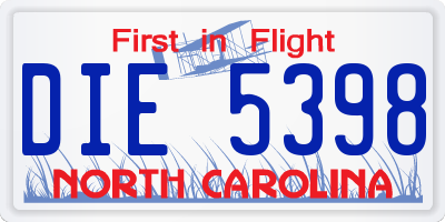 NC license plate DIE5398