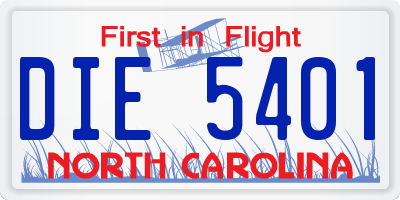 NC license plate DIE5401