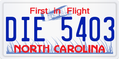NC license plate DIE5403