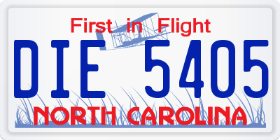 NC license plate DIE5405
