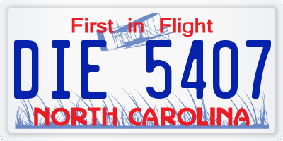 NC license plate DIE5407
