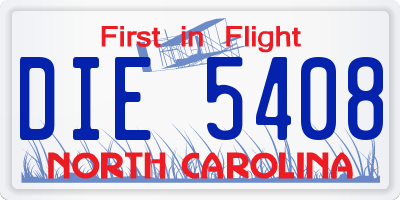 NC license plate DIE5408