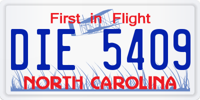 NC license plate DIE5409