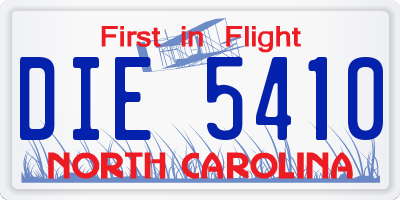 NC license plate DIE5410