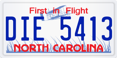 NC license plate DIE5413