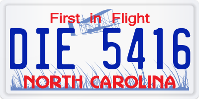 NC license plate DIE5416