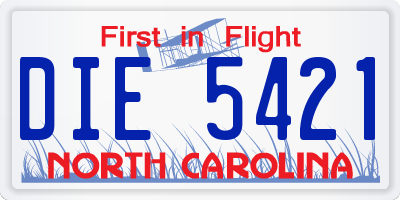 NC license plate DIE5421
