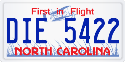 NC license plate DIE5422
