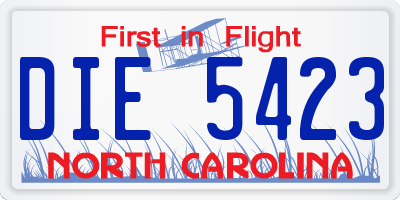 NC license plate DIE5423