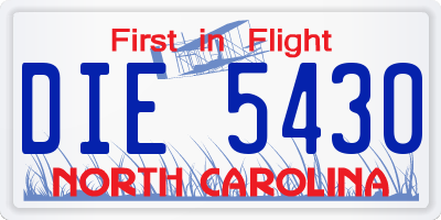 NC license plate DIE5430