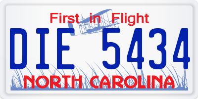 NC license plate DIE5434