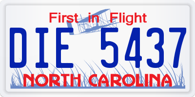 NC license plate DIE5437