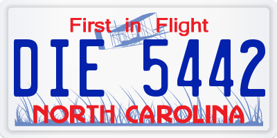 NC license plate DIE5442
