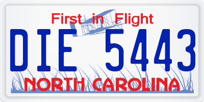 NC license plate DIE5443