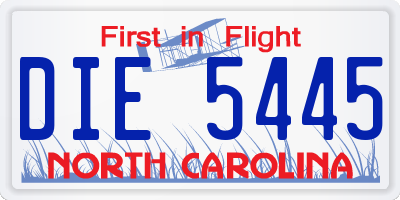 NC license plate DIE5445