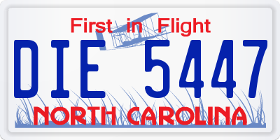 NC license plate DIE5447