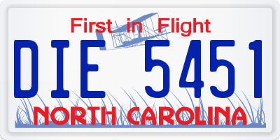 NC license plate DIE5451