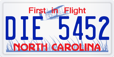 NC license plate DIE5452