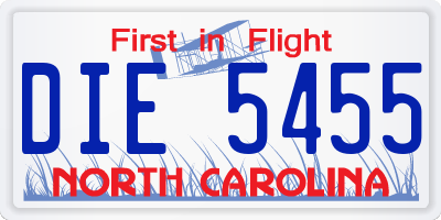 NC license plate DIE5455
