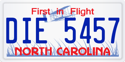 NC license plate DIE5457