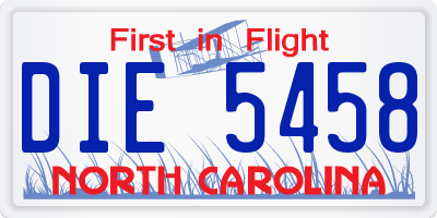 NC license plate DIE5458