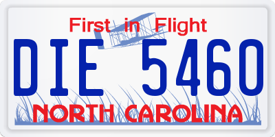NC license plate DIE5460