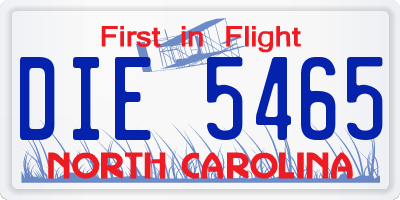 NC license plate DIE5465