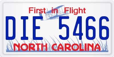 NC license plate DIE5466