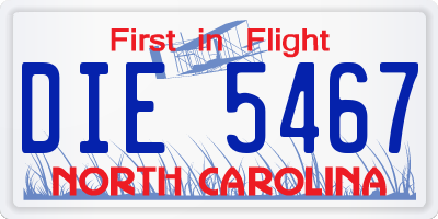 NC license plate DIE5467