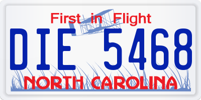NC license plate DIE5468