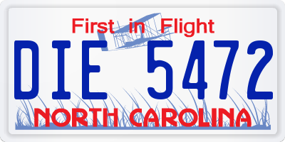 NC license plate DIE5472