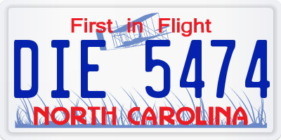 NC license plate DIE5474
