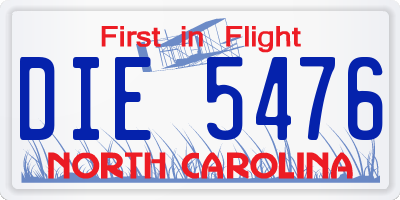 NC license plate DIE5476