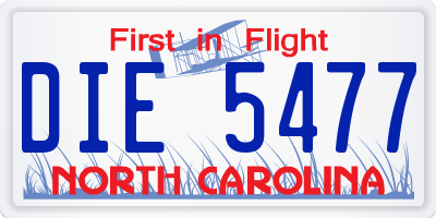 NC license plate DIE5477