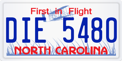 NC license plate DIE5480