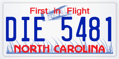 NC license plate DIE5481