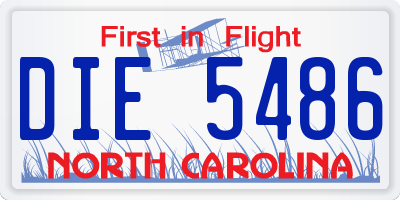 NC license plate DIE5486