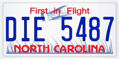 NC license plate DIE5487