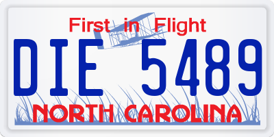 NC license plate DIE5489