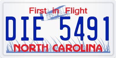 NC license plate DIE5491