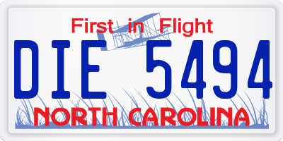 NC license plate DIE5494